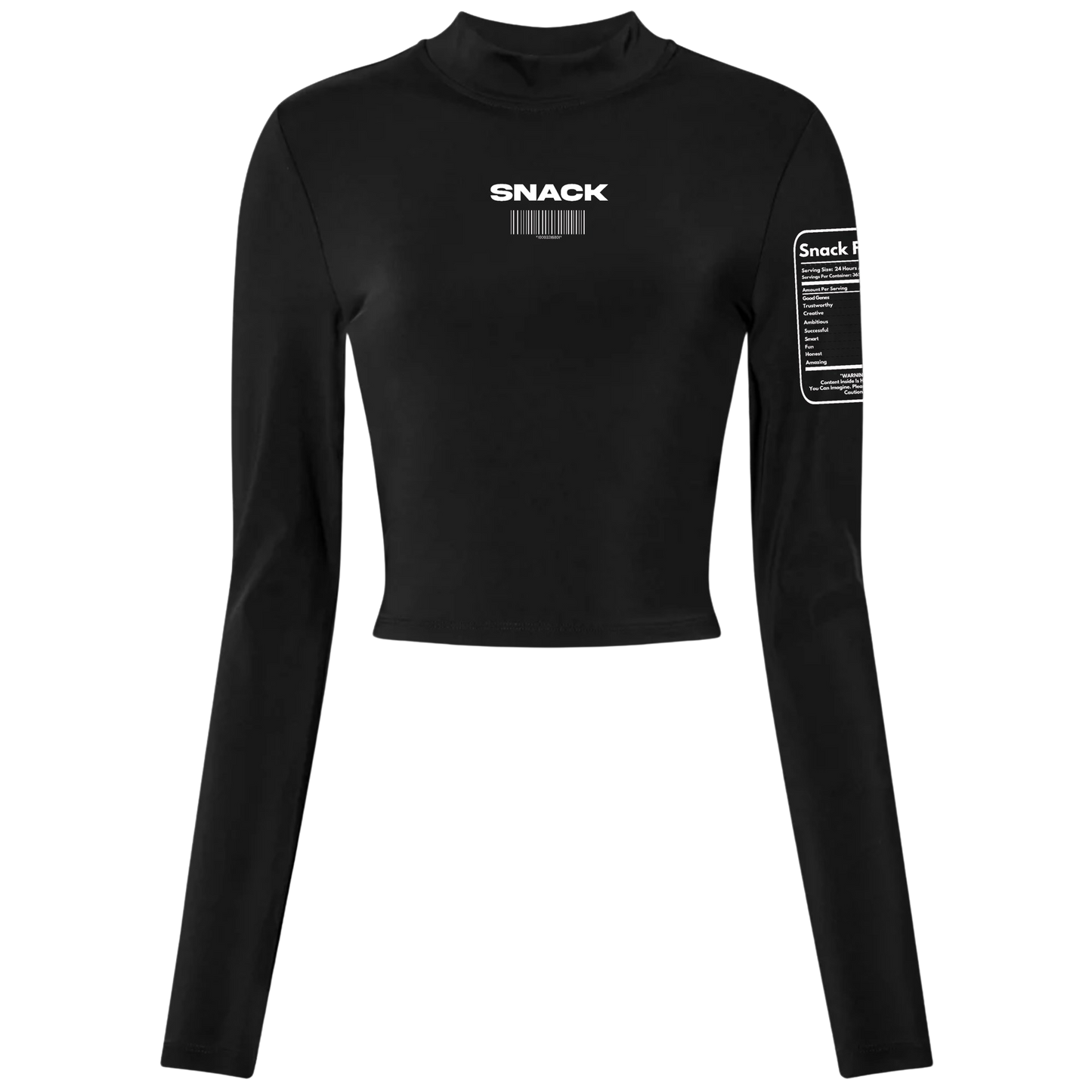 Sierra Snacks - Women's Long Sleeve Mock Neck Blackout Crop Top