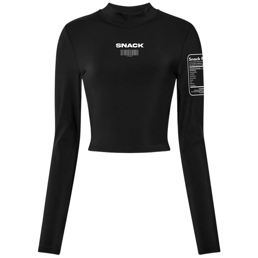 Sierra Snacks - Women's Long Sleeve Mock Neck Blackout Crop Top