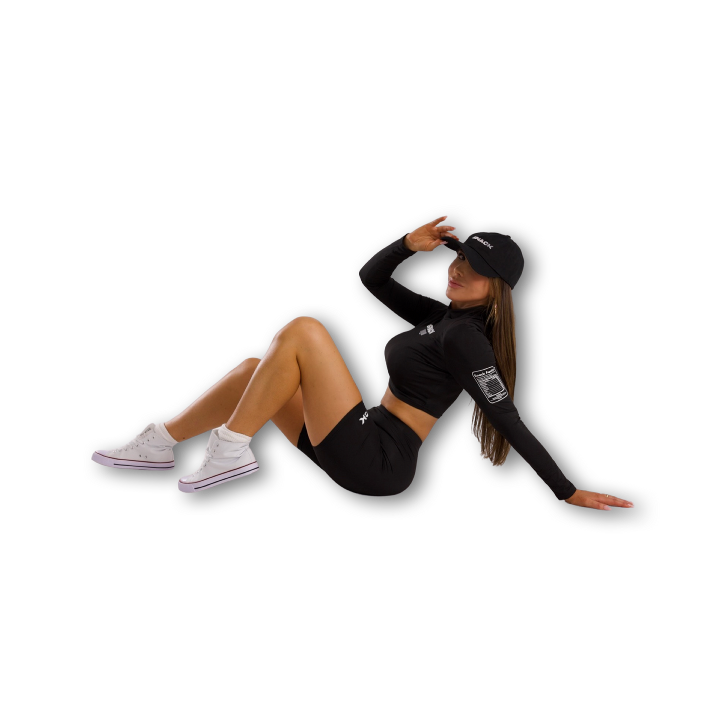 Sierra Snacks - Women's Long Sleeve Mock Neck Blackout Crop Top