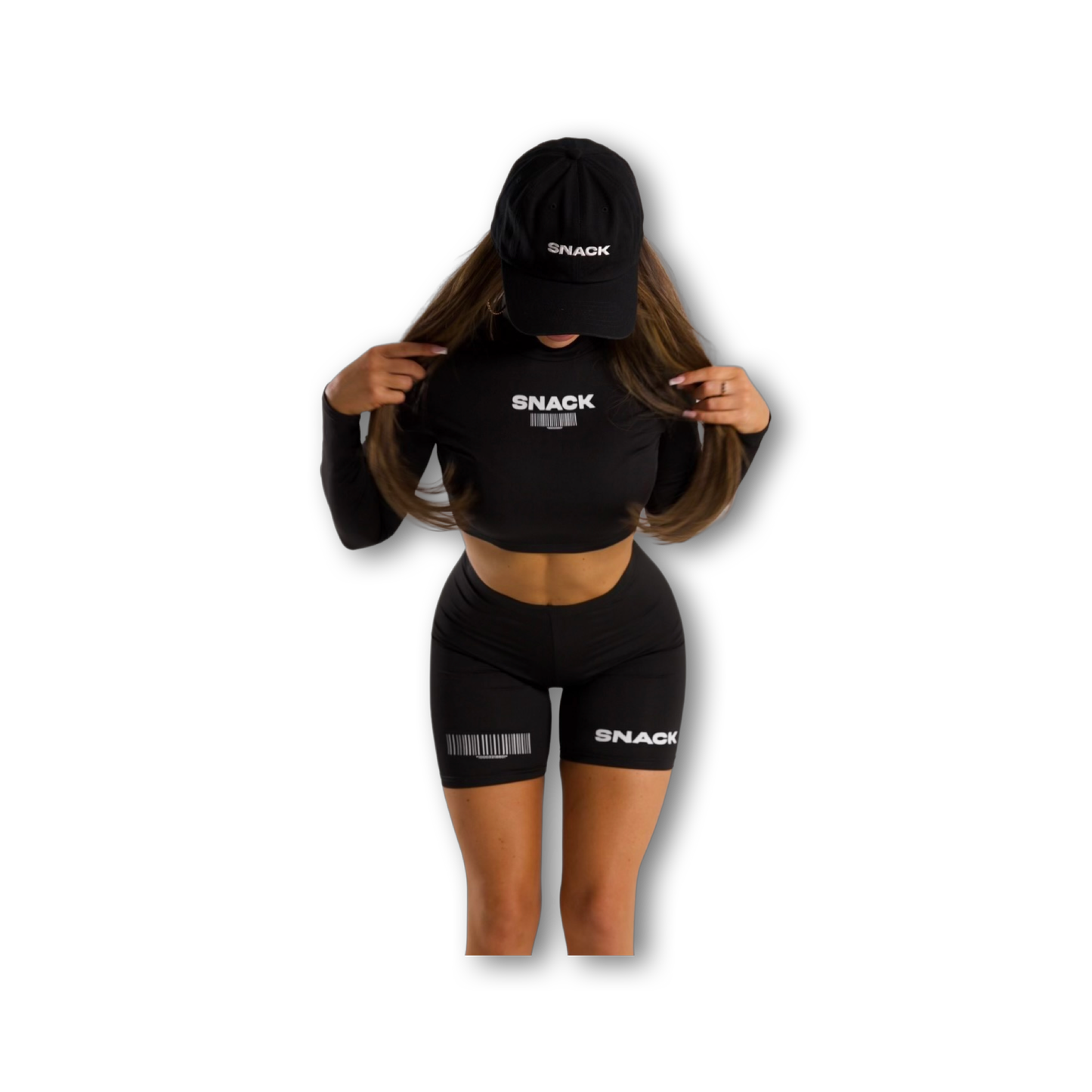 Sierra Snacks - Women's Long Sleeve Mock Neck Blackout Crop Top