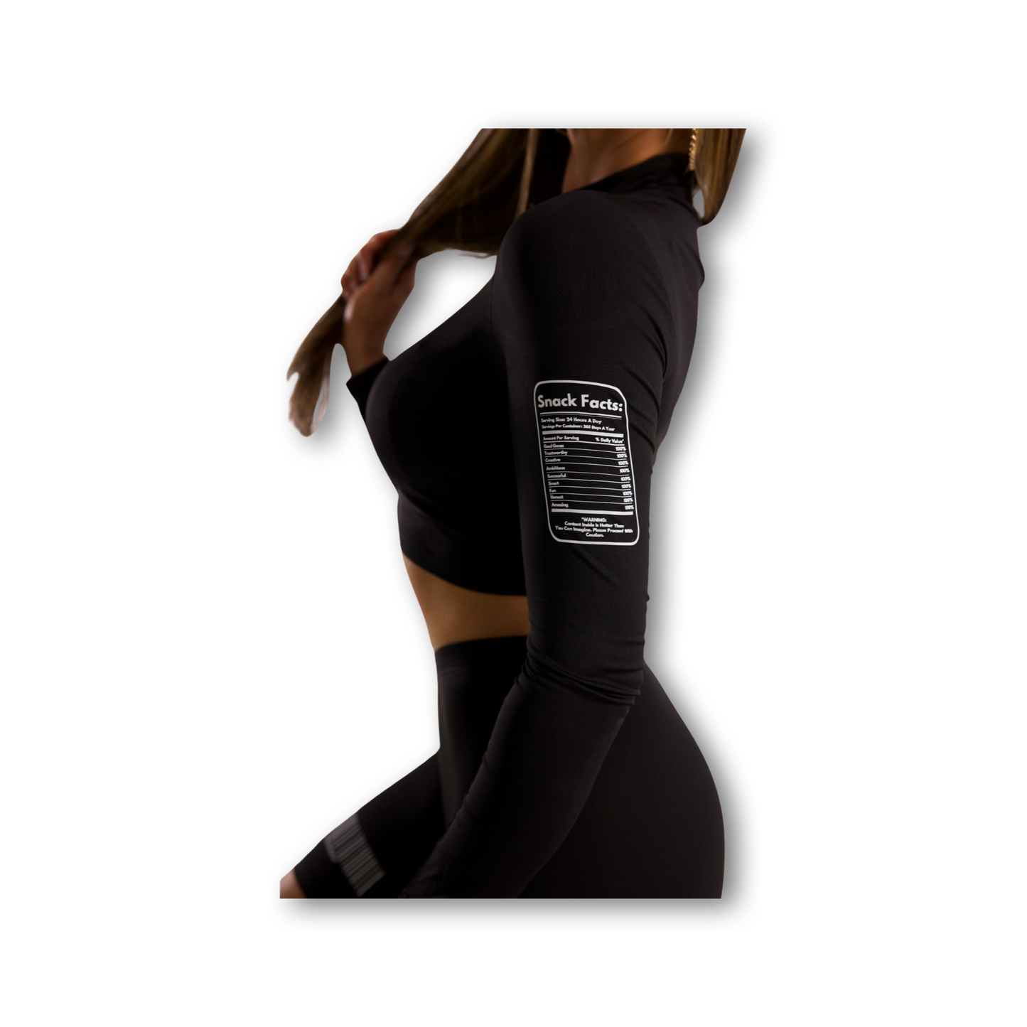 Sierra Snacks - Women's Long Sleeve Mock Neck Blackout Crop Top